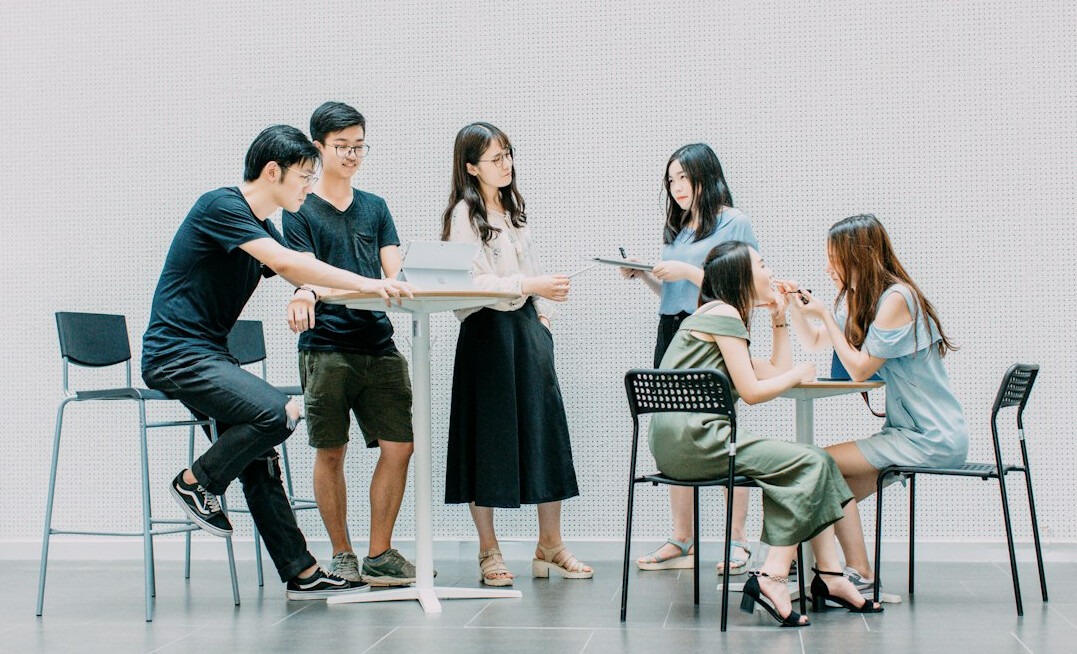group of professionals learning