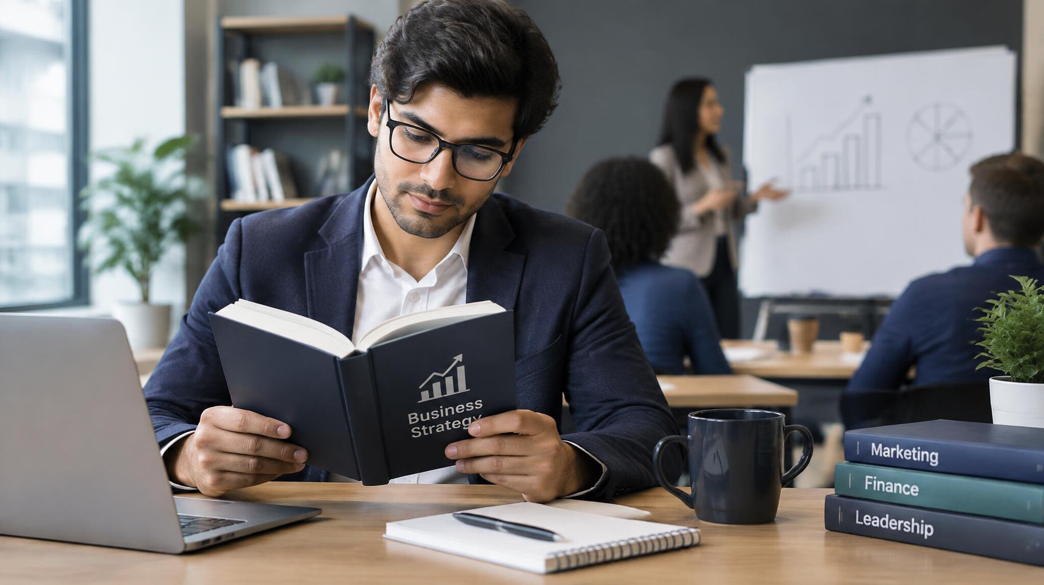 entrepreneur studying business